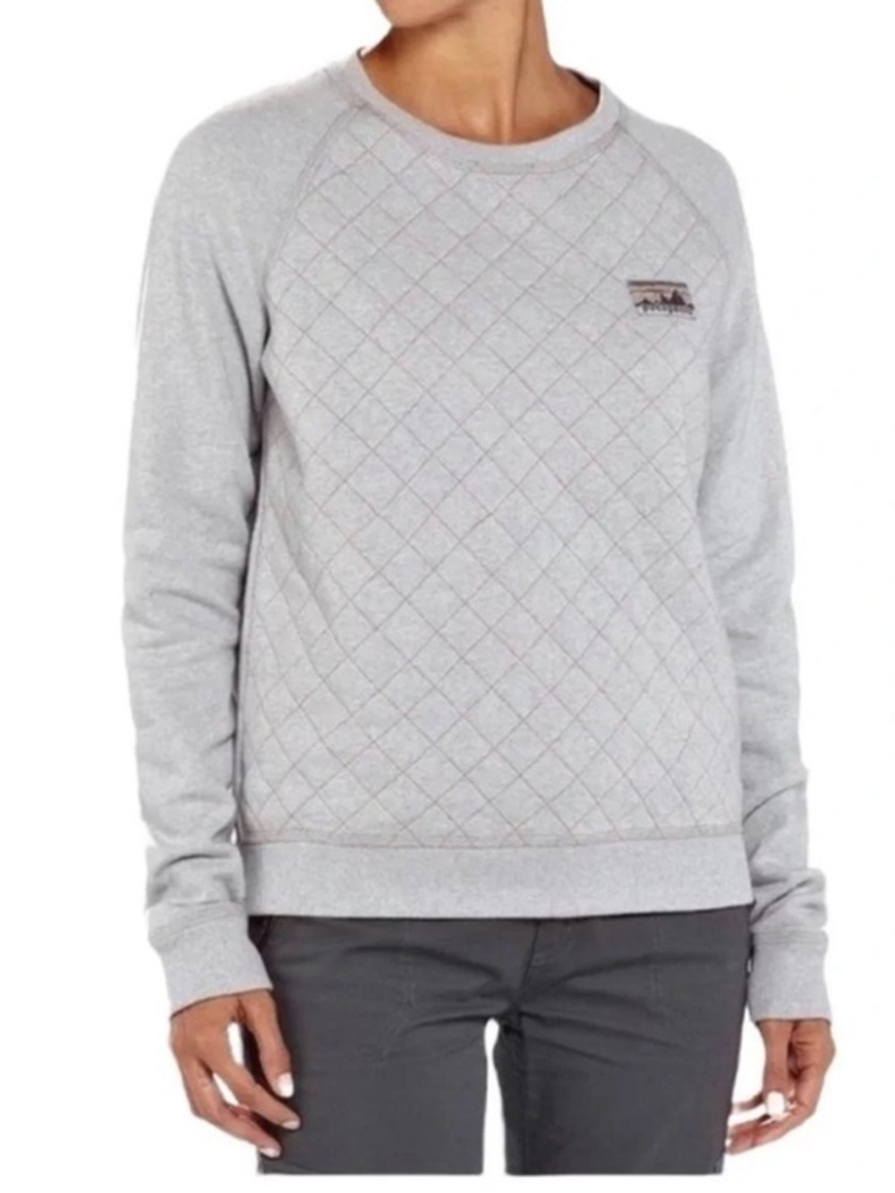 Patagonia Women’s Organic Cotton Quilted Pullover Crewneck Size XS Grey
